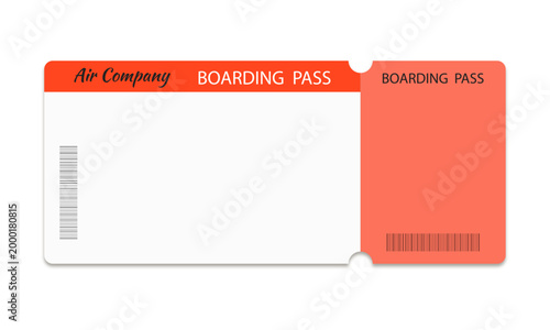 Airline ticket template on a white background.	