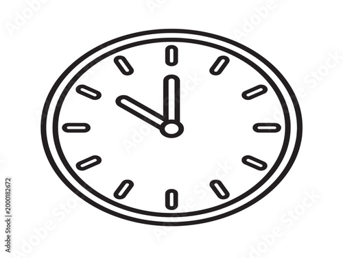 Minimalist clock face icon in line art style for time and schedule concepts vector illustration