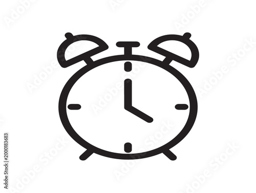 Minimalist alarm clock icon vector illustration for time management