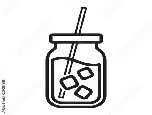 Cold brew iced coffee glass icon in flat design vector illustration