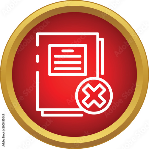 Document icon with a cross symbol indicating rejection, deletion, or cancellation
