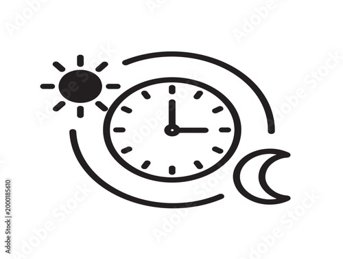 Minimalist circadian rhythm icon illustrating day and night cycle vector illustration