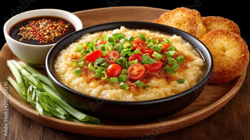 A warm bowl of chicken porr...