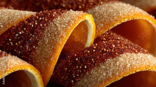 Close-up texture of an orange fruit peel
