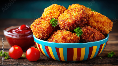Popcorn chicken bites in a cup