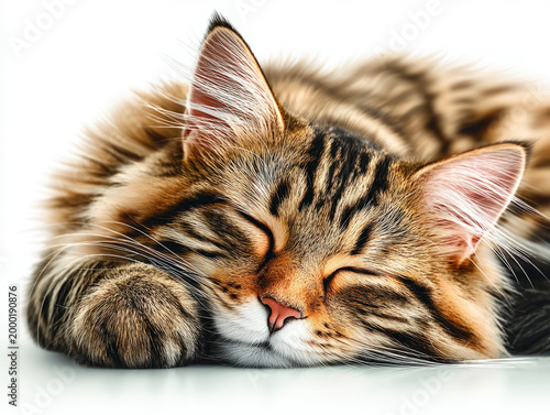 Sleeping cat isolated on white
