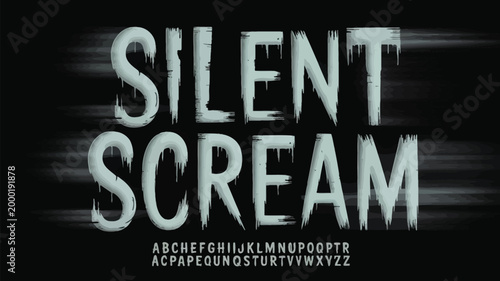 A chilling graphic design featuring the words silent scream with a spooky font