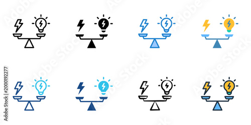 Load balancing icons set multiple style collection. Editable stroke 
