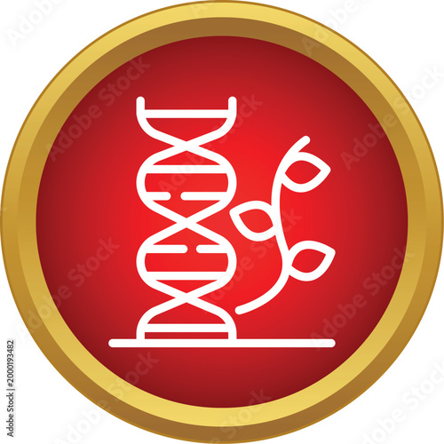Dna strand and plant sprout combining in a red circle creating a biology concept