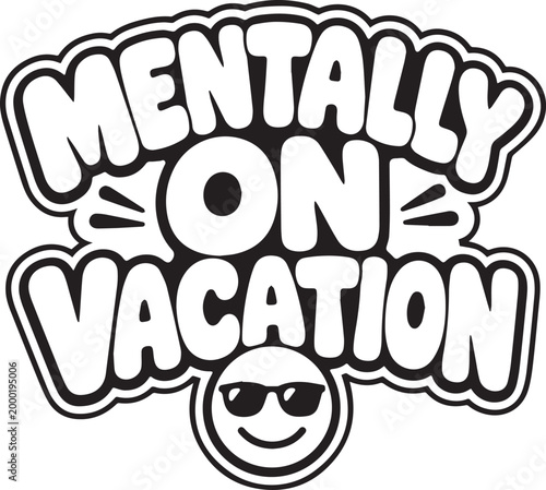 A lighthearted graphic conveys the feeling of a mental escape, highlighting the concept of a carefree vacation, promoting relaxation and rejuvenation.