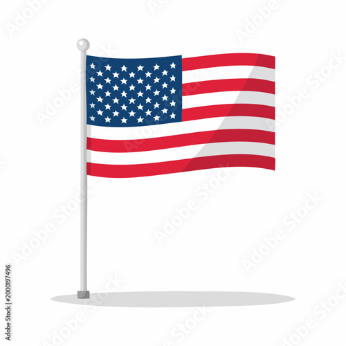 American Flag Waving on Pole