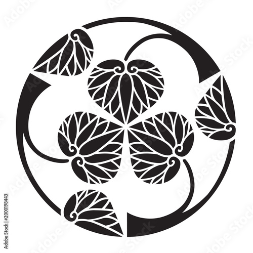 日本の伝統的な植物紋の家紋「葵紋」のベクターデータ