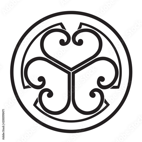 日本の伝統的な植物紋の家紋「葵紋」のベクターデータ