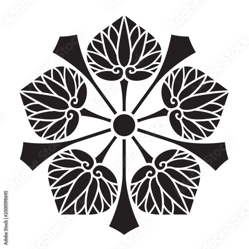 日本の伝統的な植物紋の家紋「葵紋」のベクターデータ