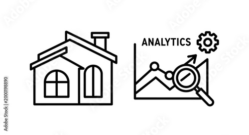 Real estate property analytics and home investment performance tracking icons