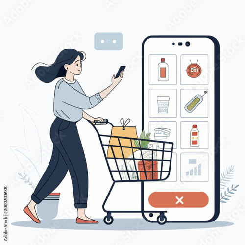 Woman using smartphone for shopping online
