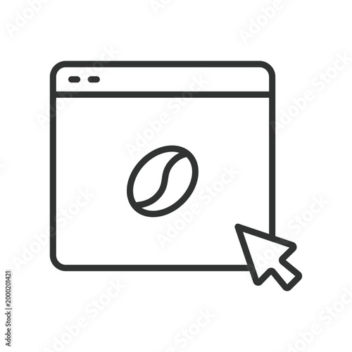 Online coffee shop icon in line design. coffee website ecommerce order cafe on white background vector. online coffee editable stroke icon