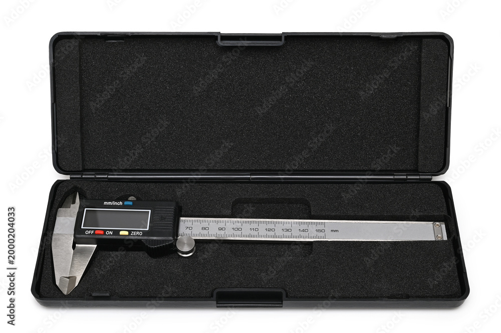 Fotografie Electronic digital caliper in plasic box
