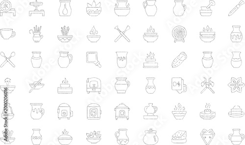 Collection of Dotted Line Featuring Pottery Vases and Household bowl