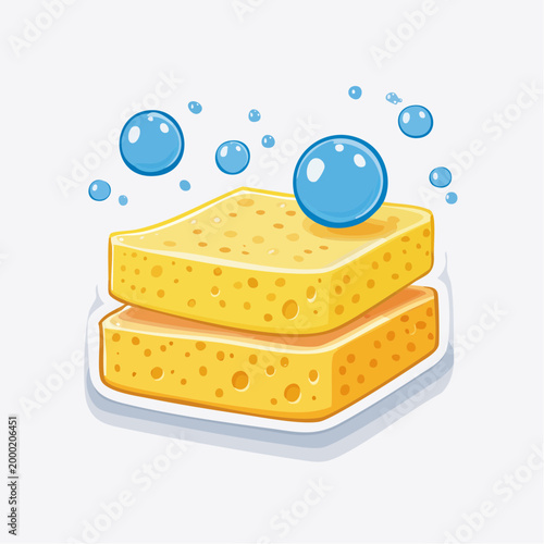 Two Yellow Sponges with Bubbles