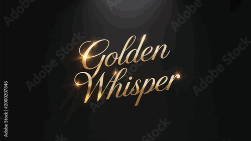 Golden whisper text design with sparkling effects on a dark background