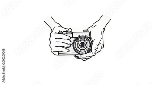 Hands holding a digital camera for photography and creative projects