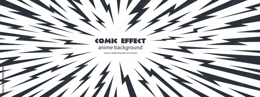 Εκτύπωση καμβά Radial vector comic with thunder background line for cartoon burst anime