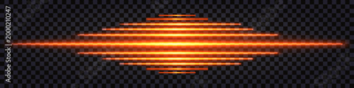 Fiery red laser glowing lines, light effect, futuristic sci fi shiny beams. Border design element, separator, divider for web. Vector isolated, on dark transparent background