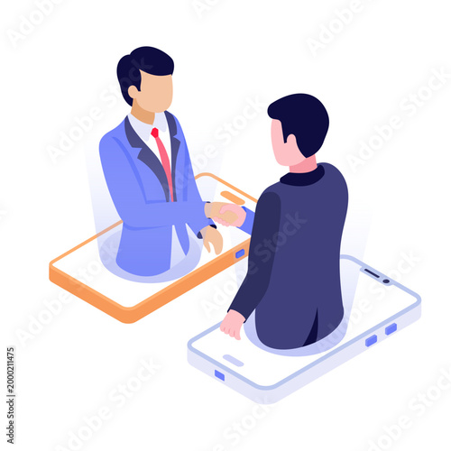 An illustration of team collaboration designed in an isometric style
