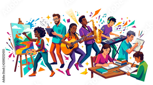 People Creating Art and Music Together.