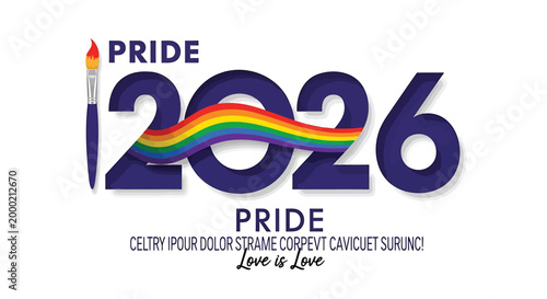 LGBTQ Pride, Pride Month, Rainbow Logo, 2026 Pride, Vector Graphic