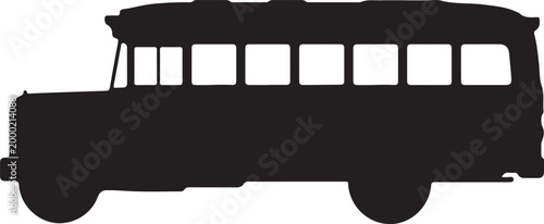 Vintage School Bus Silhouette – Retro Educational Transport Vehicle Black Vector Illustration