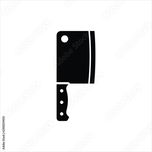 Butcher's cleaver silhouette for food preparation and culinary concepts Isolated on white background