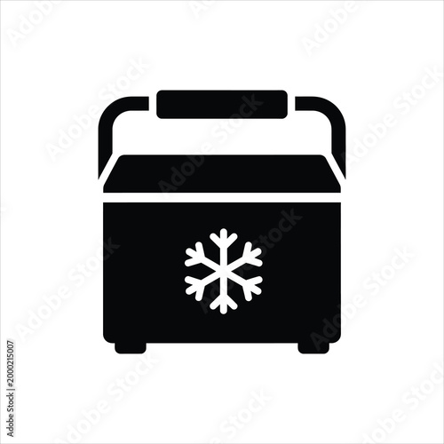 Portable cooler with snowflake icon and handle for outdoor activities Vector Illustration Isolated on white background