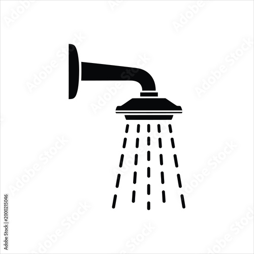 Showerhead emitting water droplets during a refreshing cleanse Vector Illustration Isolated on white background