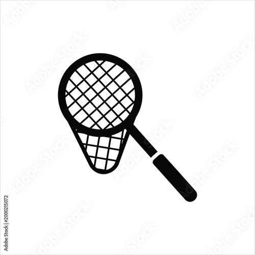 Simple butterfly net silhouette for catching insects during outdoor activities Vector Illustration Isolated on white background