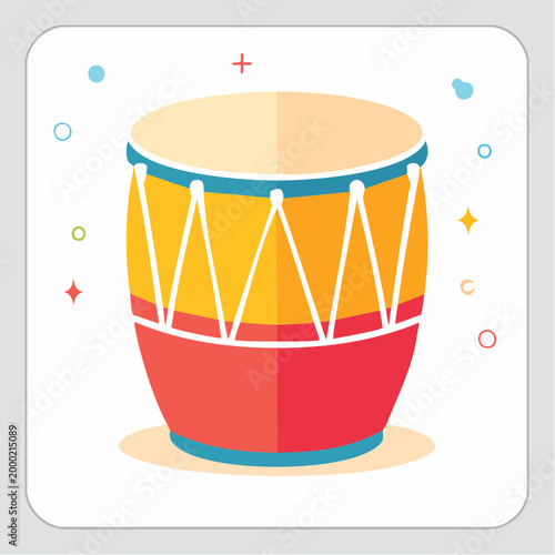 Flat illustration of a colorful conga drum