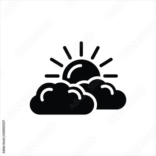 Sun rising over clouds with rays of light Vector Illustration Isolated on white background