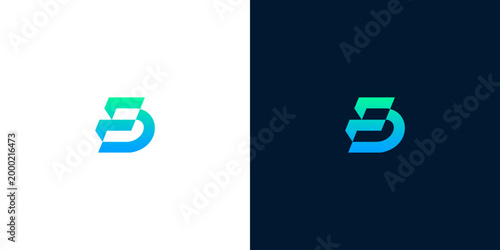 Abstract 'SD' logo design in blue and green gradient, showcasing modern branding and corporate identity elements