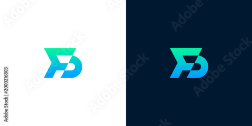 Modern abstract F and D lettermark logo design in vibrant gradient colors, suitable for technology, digital, and corporate branding identity solutions