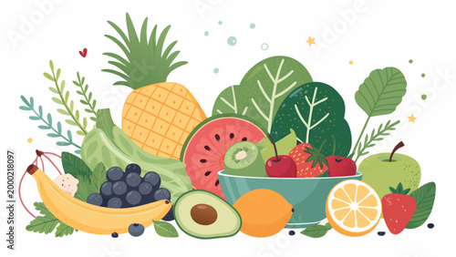 Colorful fruit and vegetable still life.