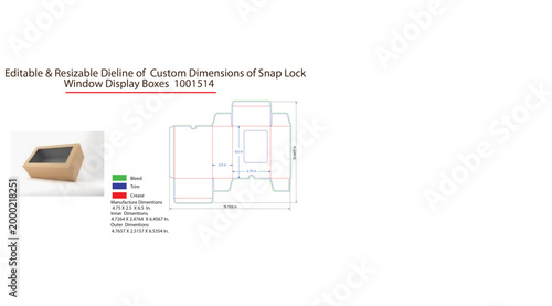 Customizable snap lock window display box, cardboard packaging with technical