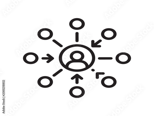 Contact tracing icon illustrating viral spread and connectivity in flat design vector illustration