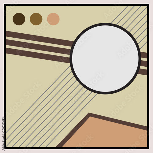 Abstract geometric background with circle, diagonal lines, and earthy color palette. Minimal modern composition with retro influence, ideal for posters, branding, and digital design.