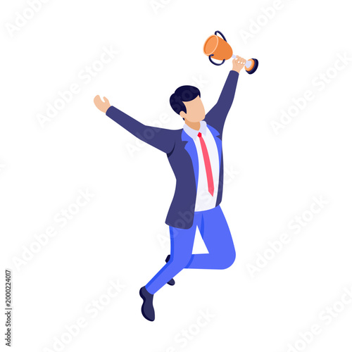 Isometric style illustration of an achievement
