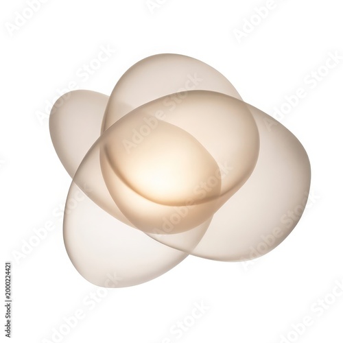 Overlapping translucent ovals, beige and white overlapping shapes