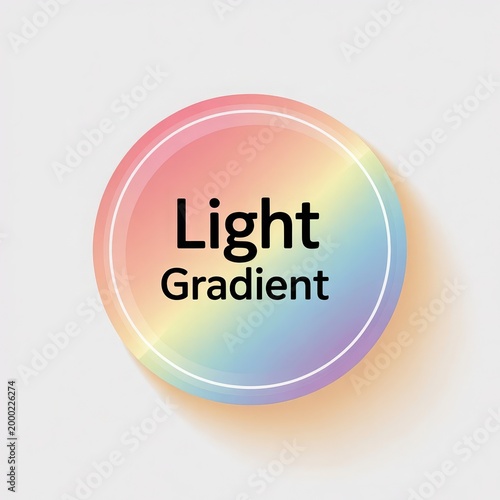 Pastel light gradient circle with white outline and text