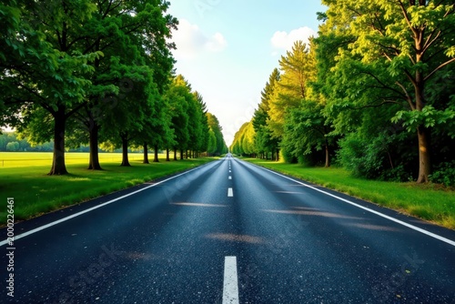 Newly paved black asphalt road stretches ahead , path, asphalt, journey