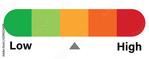 Risk level icon vector, colorful risk indicator icon vector in trendy flat style illustration isolated on white background.