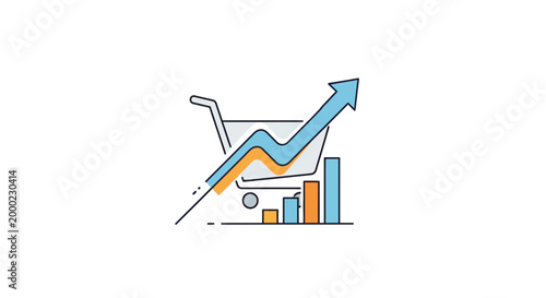 Retail sales operation shopping cart cash register barcode scanner icons